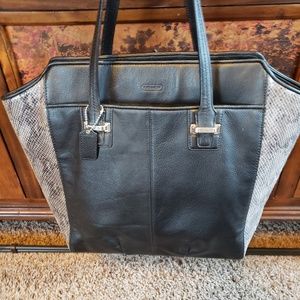 Coach Black w/ Gray Snakeskin Large Satchel/Tote